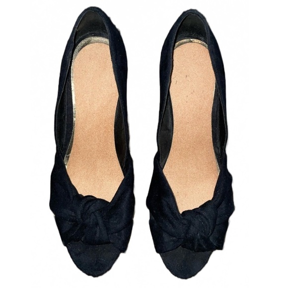 H&M Black Suede Cork Wedges - Picture 2 of 6